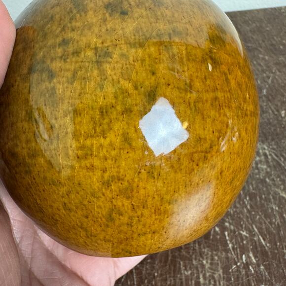 Haeger USA Macomb IL MCM Mottled Orb Vase Planter Brown Speckled Golden Decor - Picture 9 of 9